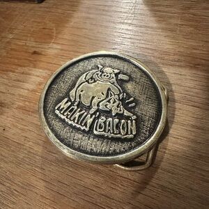 Makin' Bacon Brass Belt Buckle